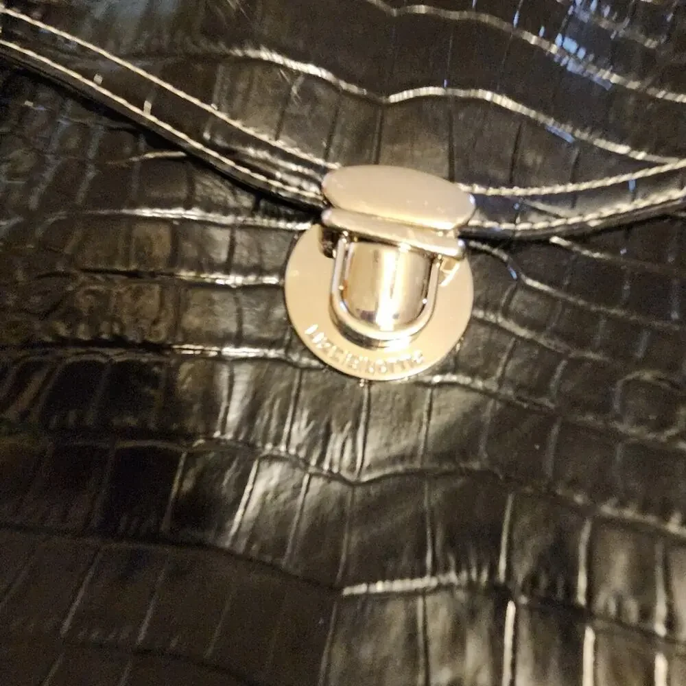 LIZ CLAIBORNE EUC FAUX ALLIGATOR BRIEFCASE BAG. KISS LOCK
